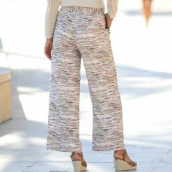 Pantalon large imprimé, taille élastiquée