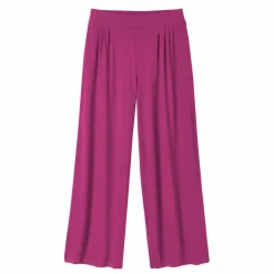 Pantalon large 7/8ème, taille élastiquée, maille unie
