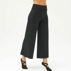 Pantalon large 7/8ème taille élastiquée uni