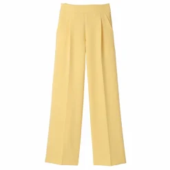 Pantalon large à pinces taille haute, uni