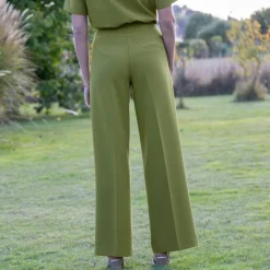 Pantalon large à pinces taille haute, uni