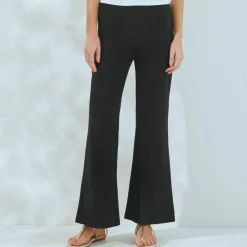 Pantalon large stretch, taille élastiquée