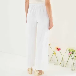 Pantalon large taille haute à enfiler, crêpe fluide