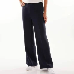 Pantalon large taille élastiquée, crêpe