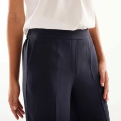 Pantalon large taille élastiquée, crêpe
