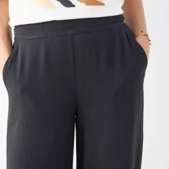 Pantalon large viscose/lin