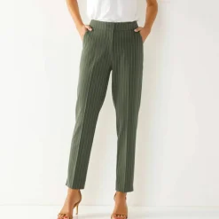 Pantalon 7/8ème coupe cigarette, imprimé rayé