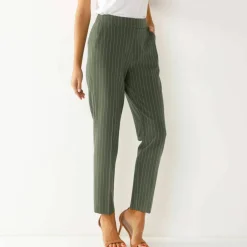 Pantalon 7/8ème coupe cigarette, imprimé rayé