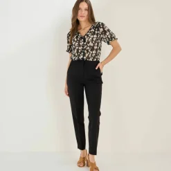 Pantalon 7/8ème coupe cigarette, uni