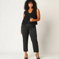Pantalon 7/8ème fuselé rayé