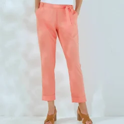 Pantalon 7/8ème fuselé uni, tissu fluide