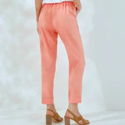 Pantalon 7/8ème fuselé uni, tissu fluide