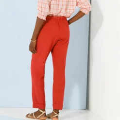 Pantalon 7/8ème fuselé uni, tissu fluide