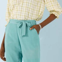 Pantalon 7/8ème fuselé uni, tissu fluide