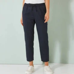 Pantalon mom 7/8ème uni, coton