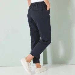 Pantalon mom 7/8ème uni, coton