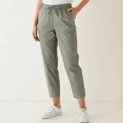 Pantalon mom 7/8ème uni, coton