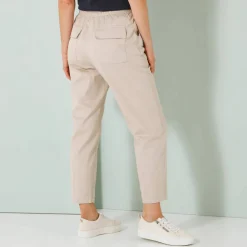 Pantalon mom 7/8ème uni, coton
