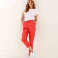 Pantalon mom 7/8ème uni, coton