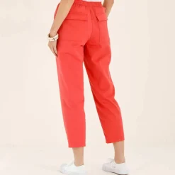 Pantalon mom 7/8ème uni, coton