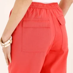 Pantalon mom 7/8ème uni, coton