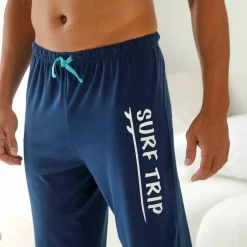 Pantalon pyjama coton bleu marine