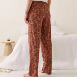 Pantalon pyjama coton imprimé "feuillage" avec lien à nouer