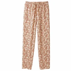 Pantalon pyjama coton imprimé "feuillage" avec lien à nouer