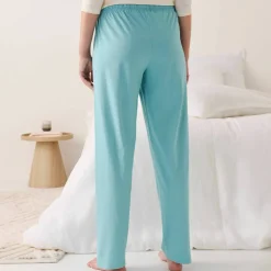 Pantalon pyjama coton uni avec lien à nouer