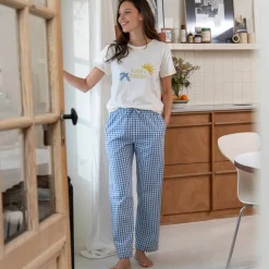 Pantalon pyjama large à carreaux