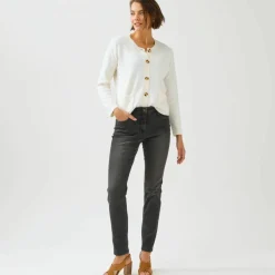 Pantalon slim, taille haute, moyenne stature