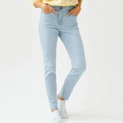 Pantalon slim, taille haute, moyenne stature