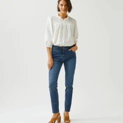 Pantalon slim, taille haute, moyenne stature