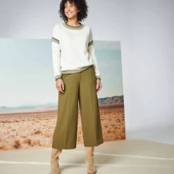 Pantalon taille haute, effet jupe-culotte