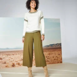 Pantalon taille haute, effet jupe-culotte