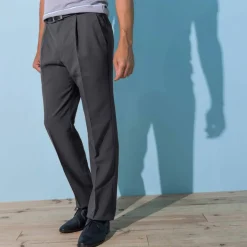 Pantalon taille élastiquée à pinces - polyester
