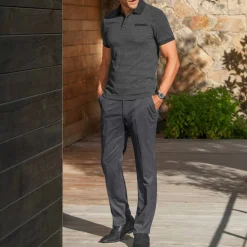 Pantalon taille élastiquée à pinces - polyester