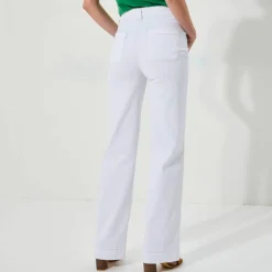 Pantalon twill coupe large taille haute, petite stature