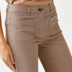 Pantalon twill coupe large taille haute, petite stature