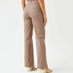 Pantalon twill coupe large taille haute, petite stature