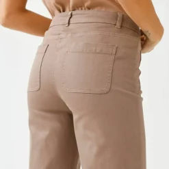 Pantalon twill coupe large taille haute, petite stature