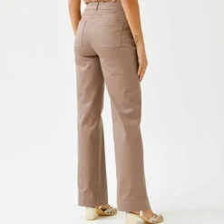 Pantalon twill coupe large taille haute, stature moyenne