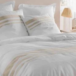 Parure de lit Margot rayures, coton et lin