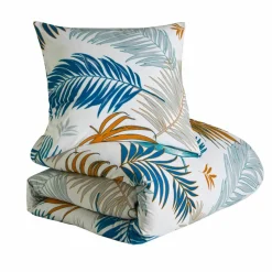 Parure de lit Palma imprimée feuilles de palmier en coton