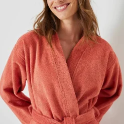 Peignoir court adulte col kimono - éponge bouclette 380 g/m²