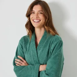Peignoir court adulte col kimono - éponge bouclette 380 g/m²