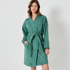Peignoir court adulte col kimono - éponge bouclette 380 g/m²