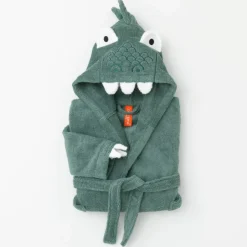 Peignoir de bain déguisement enfant dinosaure éponge coton - 340g/m²