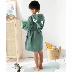 Peignoir de bain déguisement enfant dinosaure éponge coton - 340g/m²