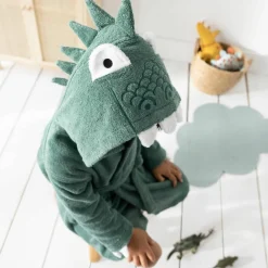 Peignoir de bain déguisement enfant dinosaure éponge coton - 340g/m²